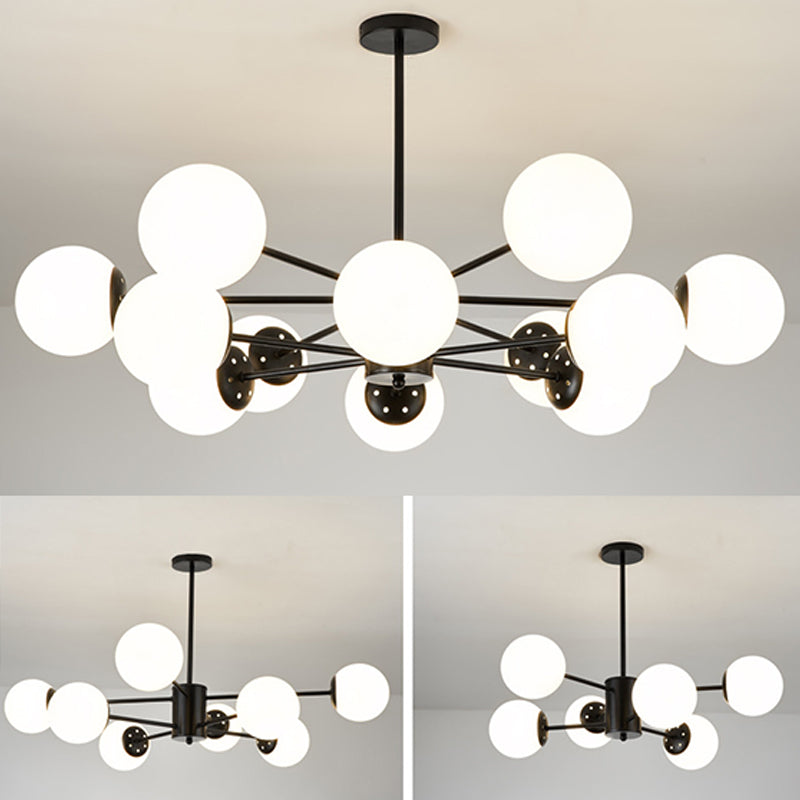 White Glass Modern Pendant Light Sputnik Global Ceiling Light for Living Room