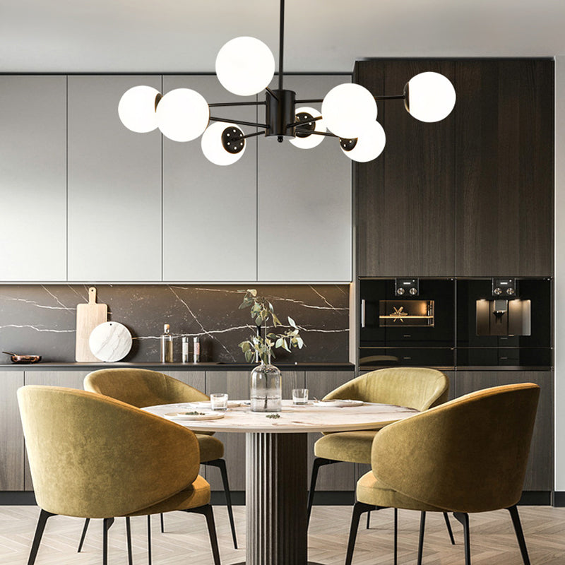 White Glass Modern Pendant Light Sputnik Global Ceiling Light for Living Room