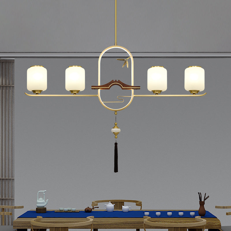 Éclairage d'éclairage de l'île Cylinder 5 Éclairage d'îlot de cuisine léger avec une teinte en verre