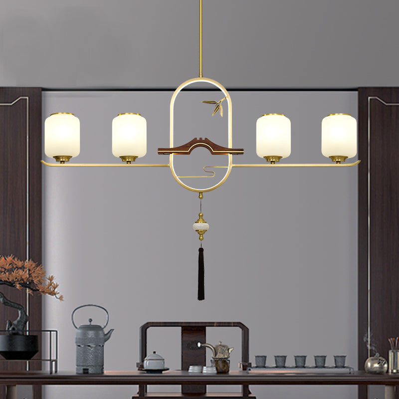 Éclairage d'éclairage de l'île Cylinder 5 Éclairage d'îlot de cuisine léger avec une teinte en verre