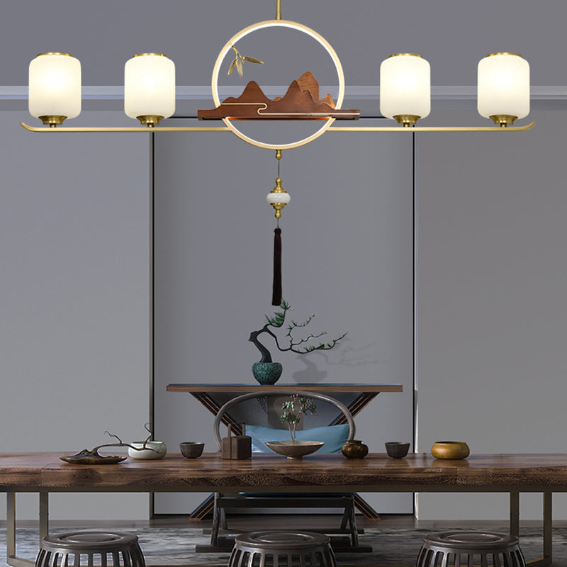 Zylinderinselbeleuchtung zeitgenössische 5 leichte Kücheninselbeleuchtung mit Glasschatten