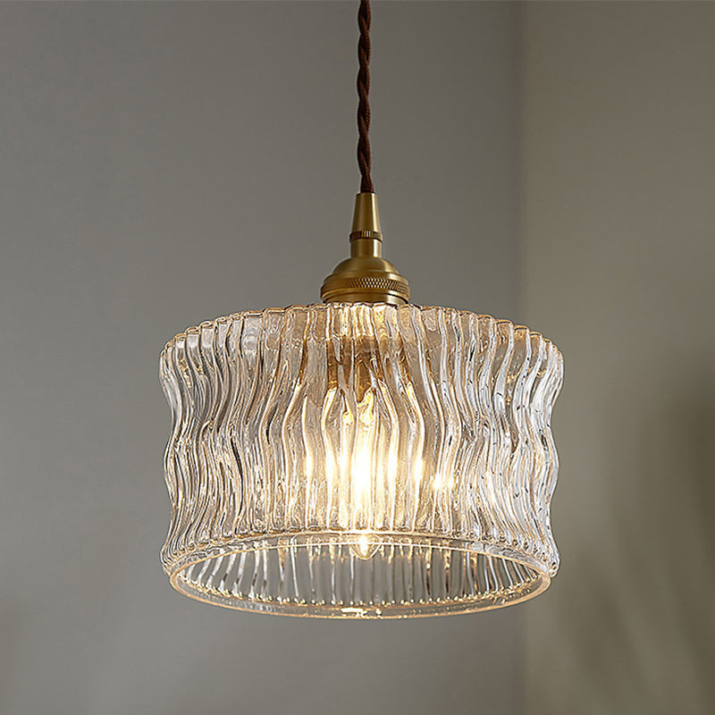 1-Light Cylinder Suspended Lighting Fixture Vintage Pendant Light Kit for Bedroom