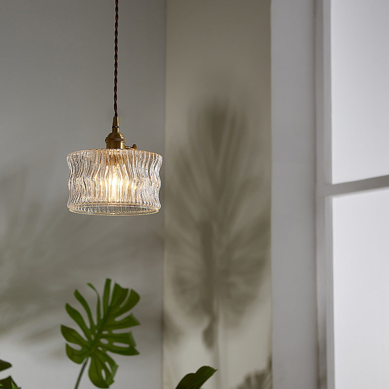 1-Light Cylinder Suspended Lighting Fixture Vintage Pendant Light Kit for Bedroom