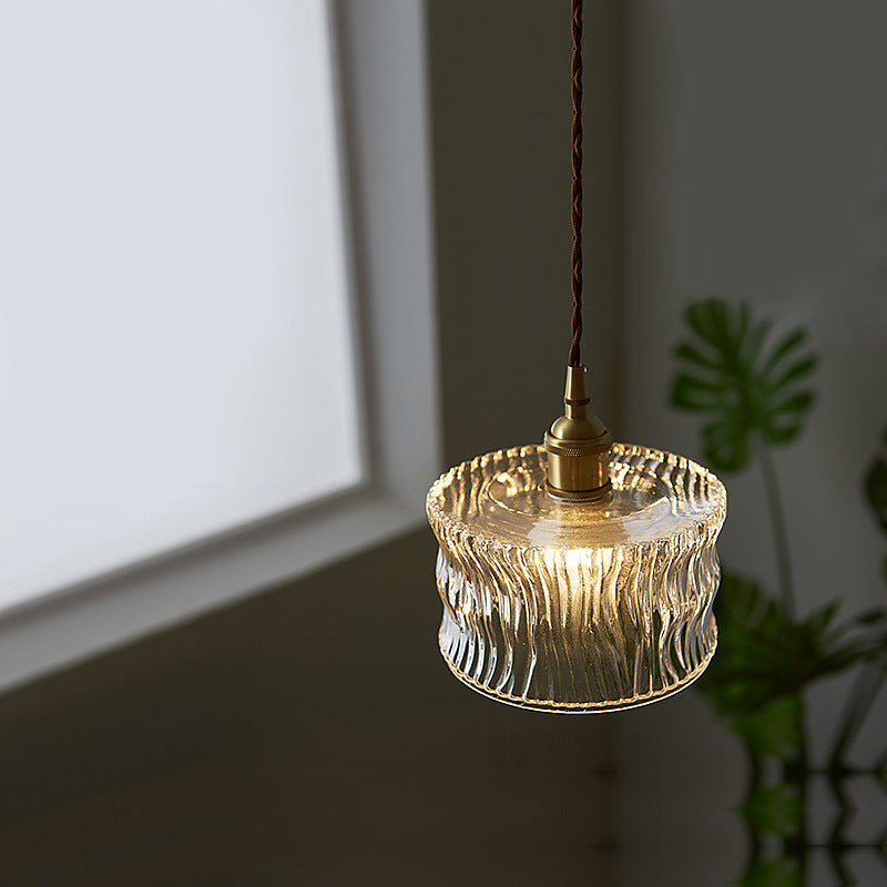 1-Light Cylinder Suspended Lighting Fixture Vintage Pendant Light Kit for Bedroom