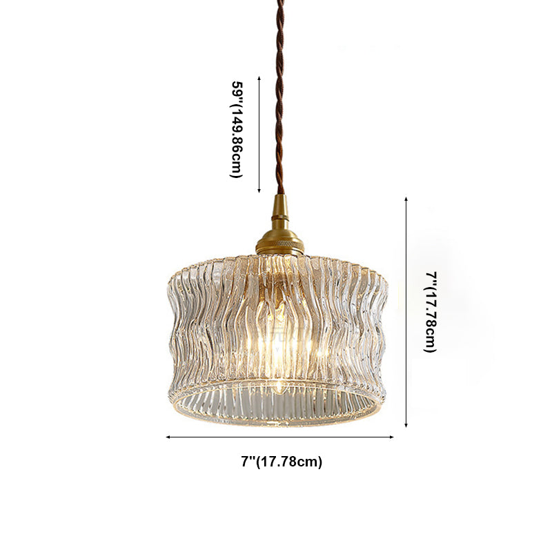 1-Light Cylinder Suspended Lighting Fixture Vintage Pendant Light Kit for Bedroom