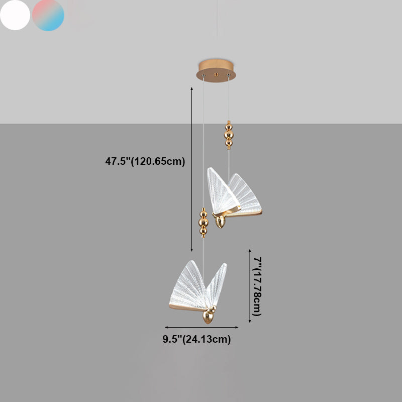 Butterfly Shat Lighting Lighting Modern Style Metal Light Pendant Light Pendant pour le chevet