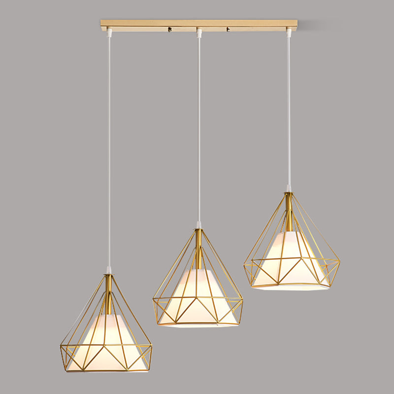 Forme de diamant Éclairage suspendu de style postmoderne Metal Light Pendant pour le chevet