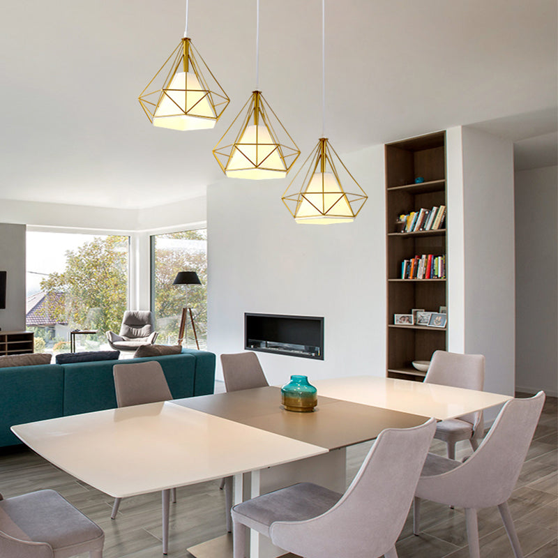 Forme de diamant Éclairage suspendu de style postmoderne Metal Light Pendant pour le chevet