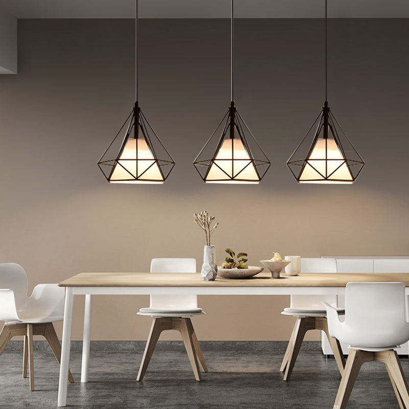 Forme de diamant Éclairage suspendu de style postmoderne Metal Light Pendant pour le chevet