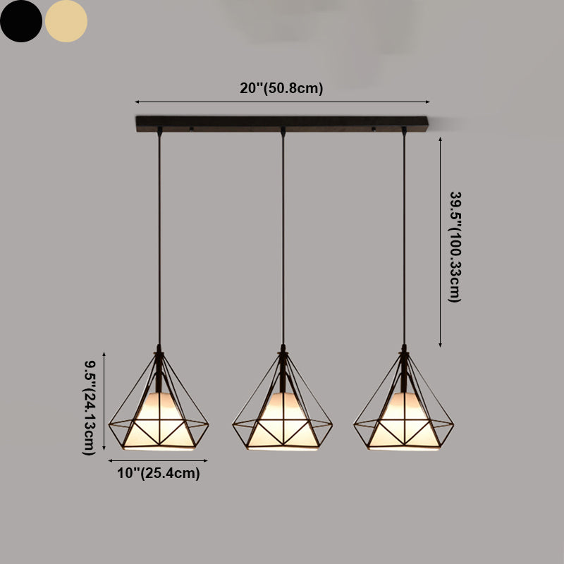 Forme de diamant Éclairage suspendu de style postmoderne Metal Light Pendant pour le chevet