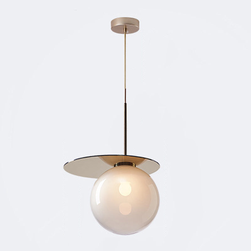 Nordic 1-Light Ceiling Pendant Light Glass Spherical Hanging Lamp for Living Room