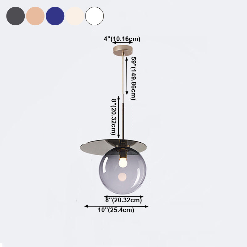Nordic 1-Light Ceiling Pendant Light Glass Spherical Hanging Lamp for Living Room