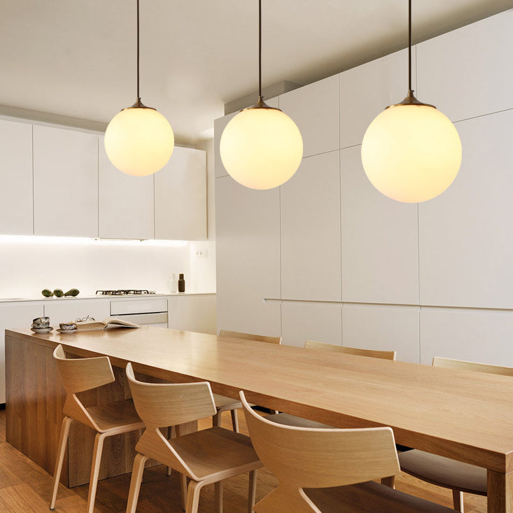 Contemporary Hanging Ceiling Light Global 1-Light White Glass Ceiling Pendant Light