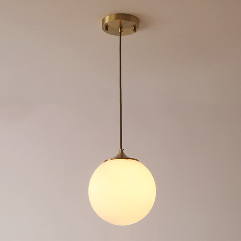 Contemporary Hanging Ceiling Light Global 1-Light White Glass Ceiling Pendant Light