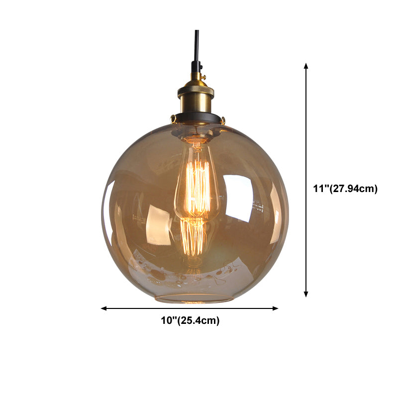 Single-Bulb Glass Pendant Lamp Industrial Geometric Bedroom Suspension Light