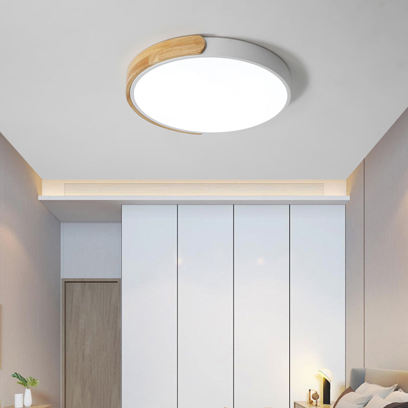 Macaroon Metal Flush Mount Light Fixture Round 1-Light Bedroom Ceiling Lamp