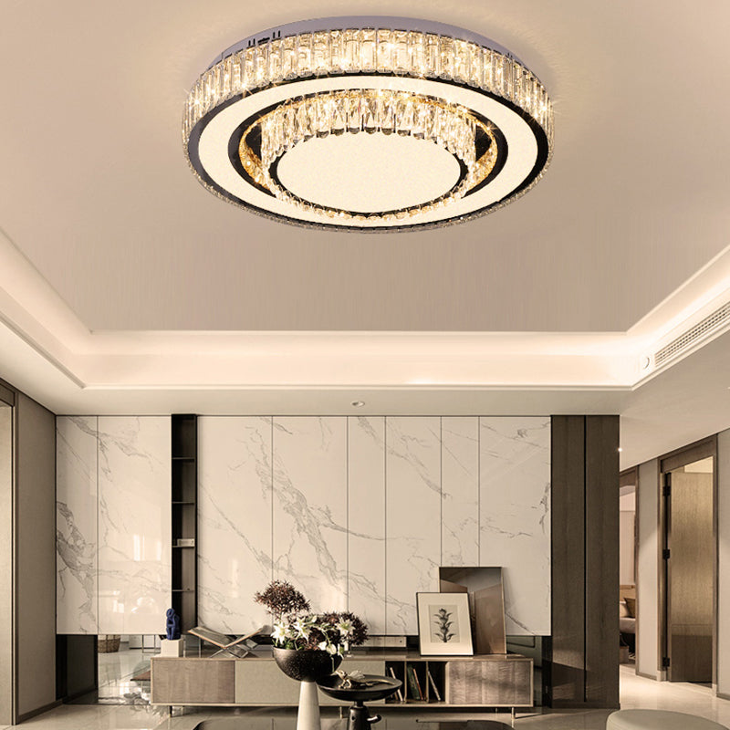 Metal Flush Mount Light Fixtures Modern Bedroom Ceiling Mount Lamps with Crystal Shade