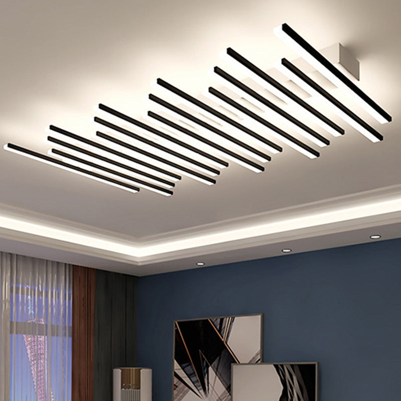 Luminaires encastrés en métal, plafonniers linéaires modernes pour chambre à coucher avec abat-jour en acrylique