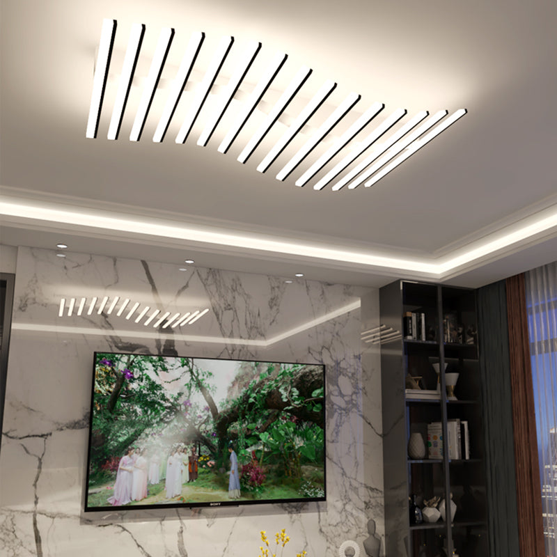 Luminaires encastrés en métal, plafonniers linéaires modernes pour chambre à coucher avec abat-jour en acrylique
