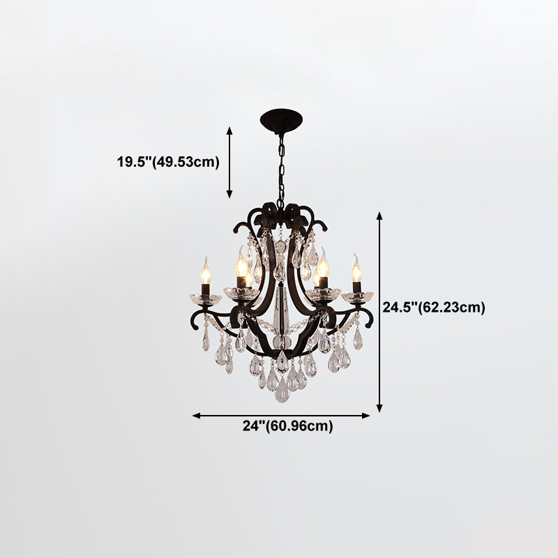 European Style Chandelier Light Crystal Multi Head Black Pendant Light for Living Room