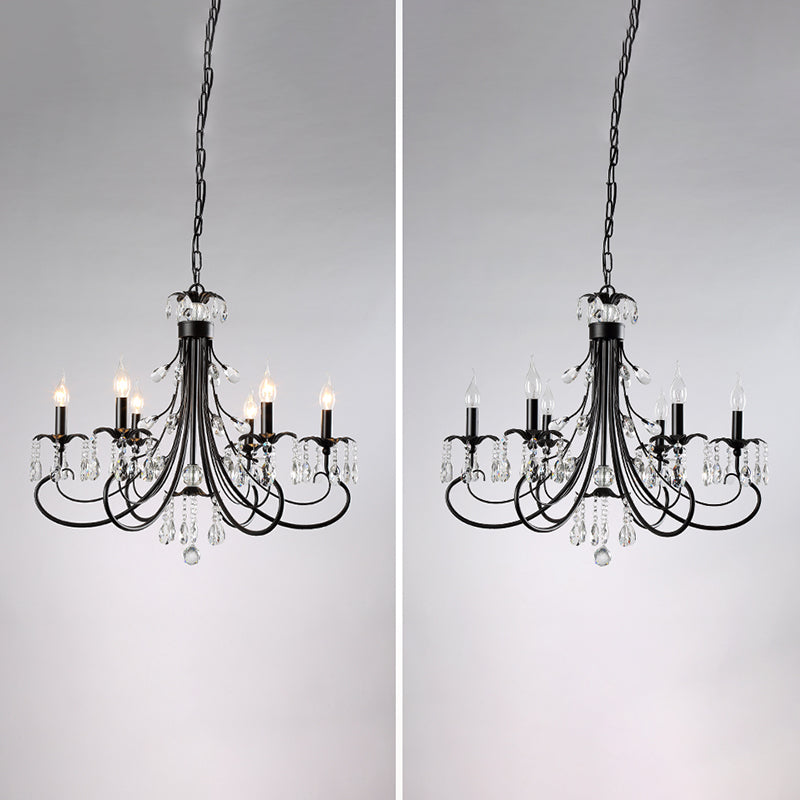 Salon lustre de style européen multi-tête cristallin de lampe suspendue pour chambre à coucher