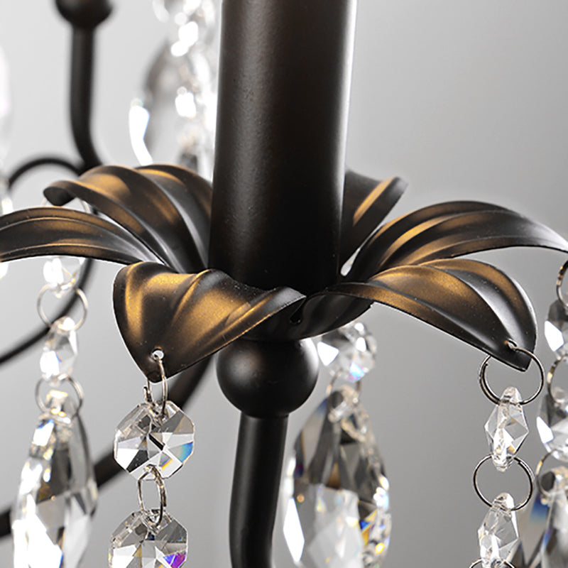 Salon lustre de style européen multi-tête cristallin de lampe suspendue pour chambre à coucher