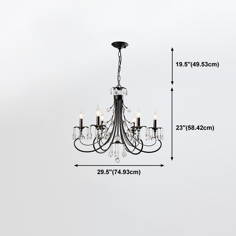 Salon lustre de style européen multi-tête cristallin de lampe suspendue pour chambre à coucher