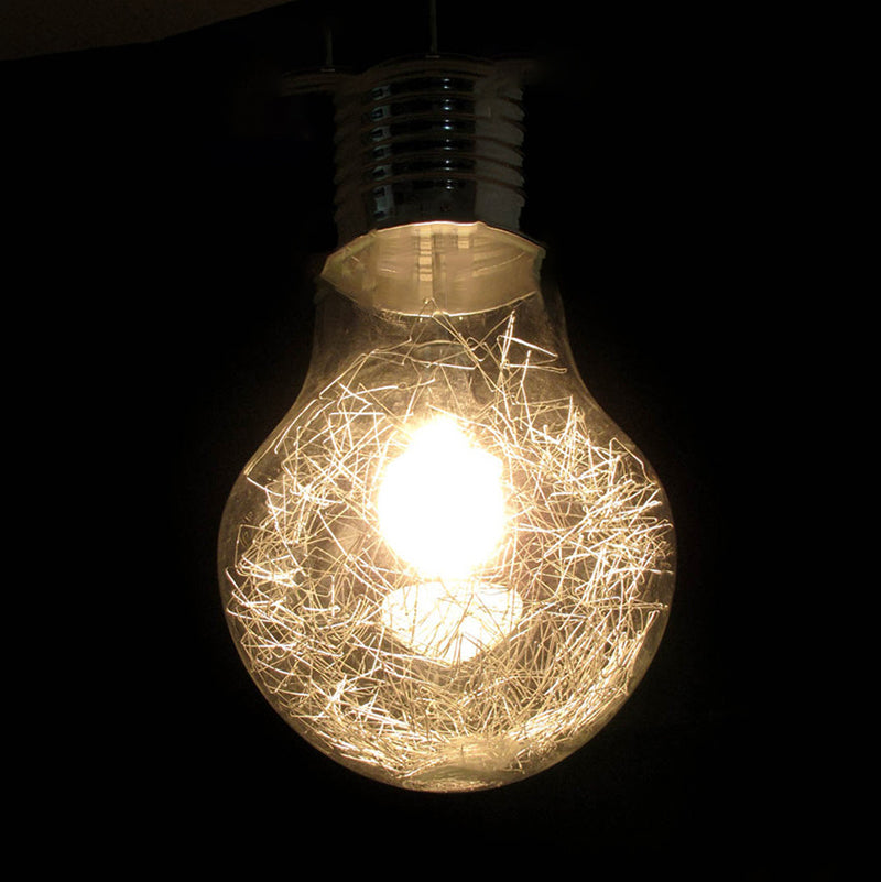 Suspension en forme de bulbe en argent créatif moderne 1 la tête de suspension en verre de tête