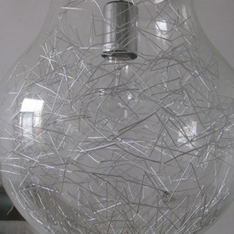 Suspension en forme de bulbe en argent créatif moderne 1 la tête de suspension en verre de tête