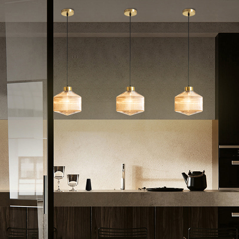 Géométrie moderne en forme de pendentif en verre 1 salle à manger de tête.