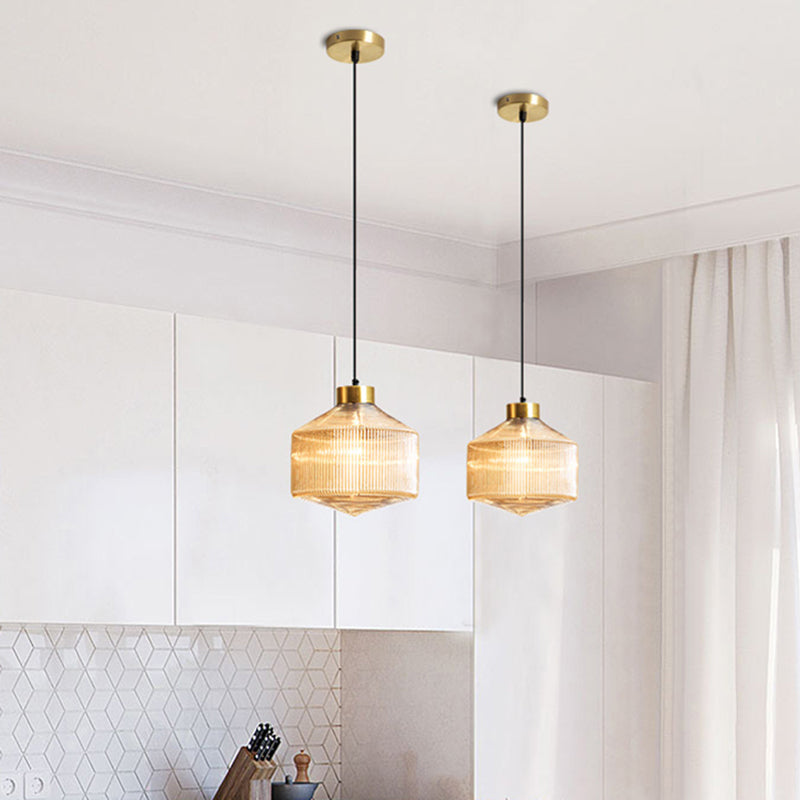 Géométrie moderne en forme de pendentif en verre 1 salle à manger de tête.