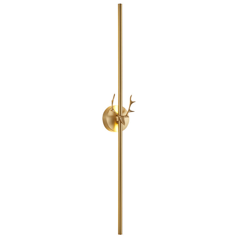 Nordic Gold Wall Light Straight Shape LED Wall Sconce with Brass for Living Room