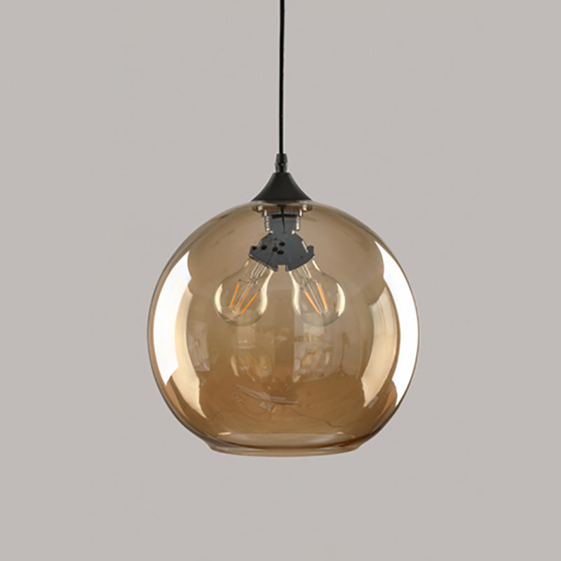 Amber Glass Pendant Lighting Geometric 1-Light Industrial Suspension Lamp