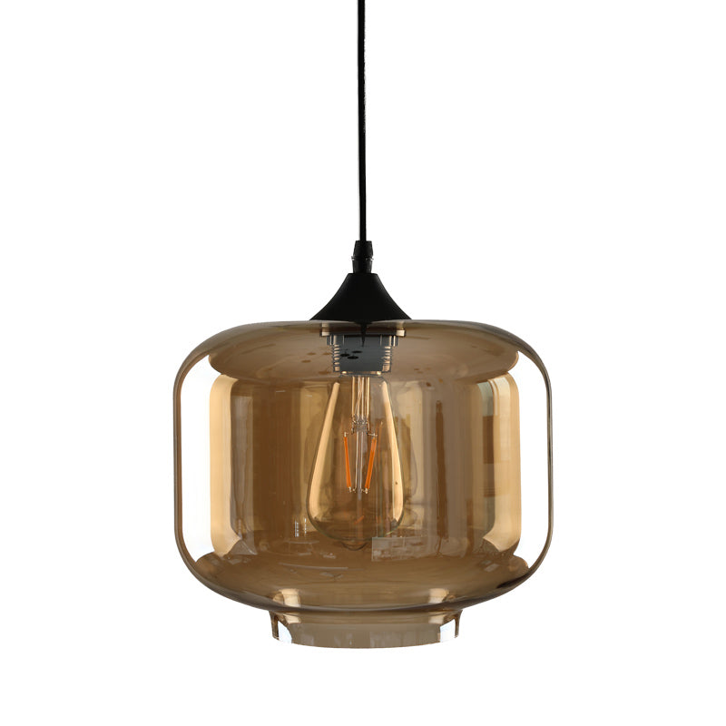 Amber Glass Hanglampverlichting Geometrische industriële suspensielamp met 1 licht