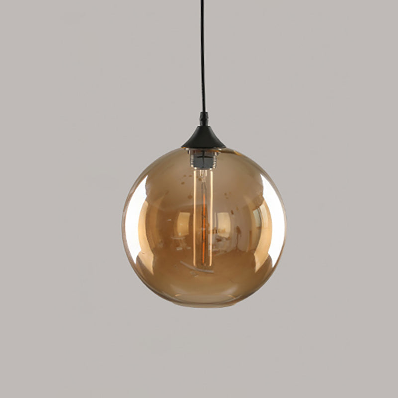 Amber Glass Pendant Lighting Geometric 1-Light Industrial Suspension Lamp