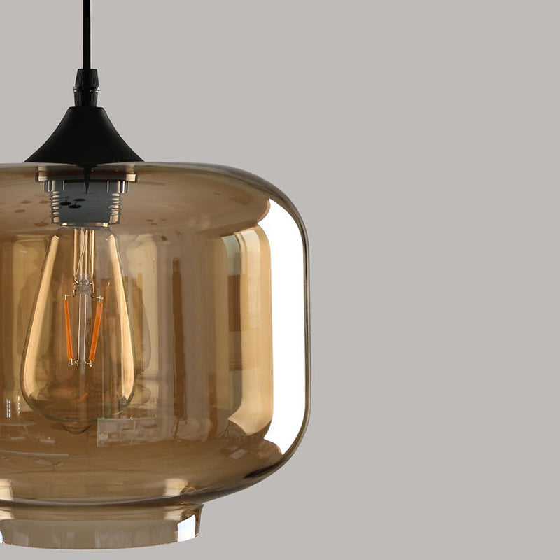 Bernsteinglas Anhänger Beleuchtung Geometrisches 1-Licht-Industrieaufhängungschein