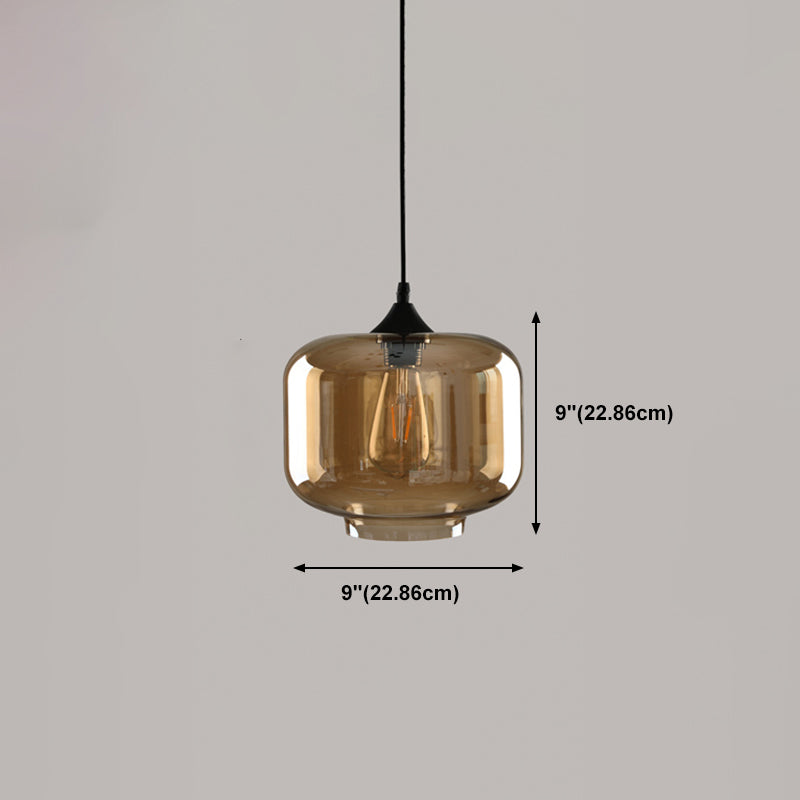 Amber Glass Hanglampverlichting Geometrische industriële suspensielamp met 1 licht