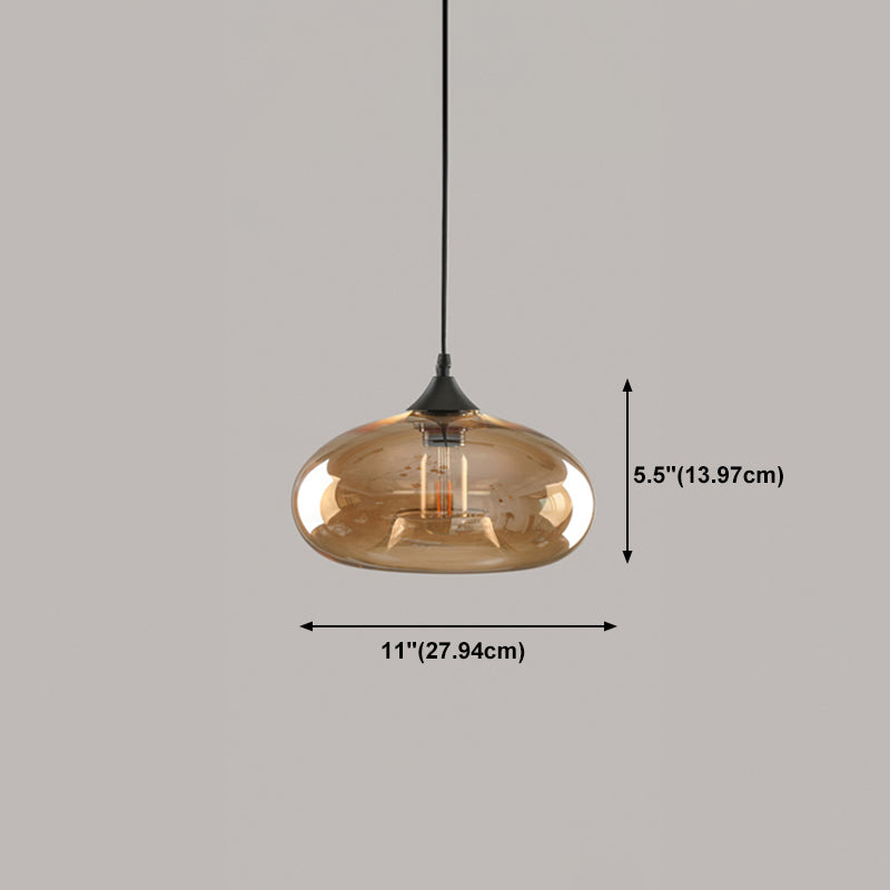 Amber Glass Pendant Lighting Geometric 1-Light Industrial Suspension Lamp