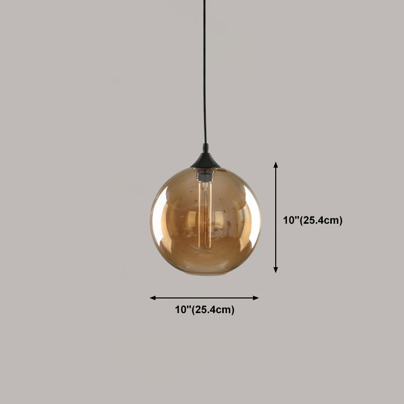 Amber Glass Pendant Lighting Geometric 1-Light Industrial Suspension Lamp