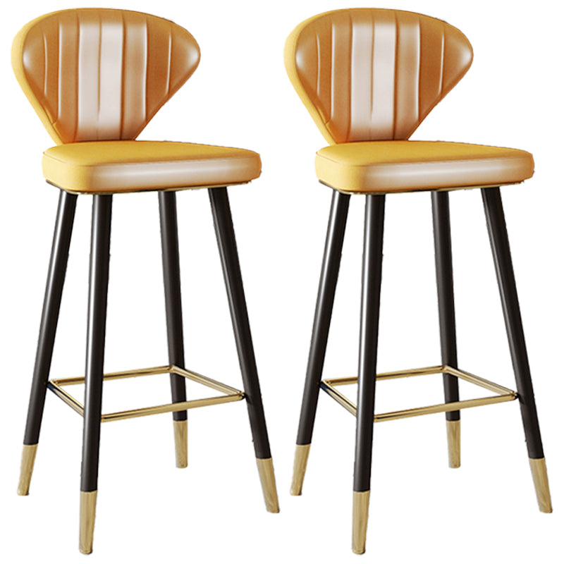 Scandinavian Swivel Leather Counter Stools Black Low Back Bar Stools with Footrest