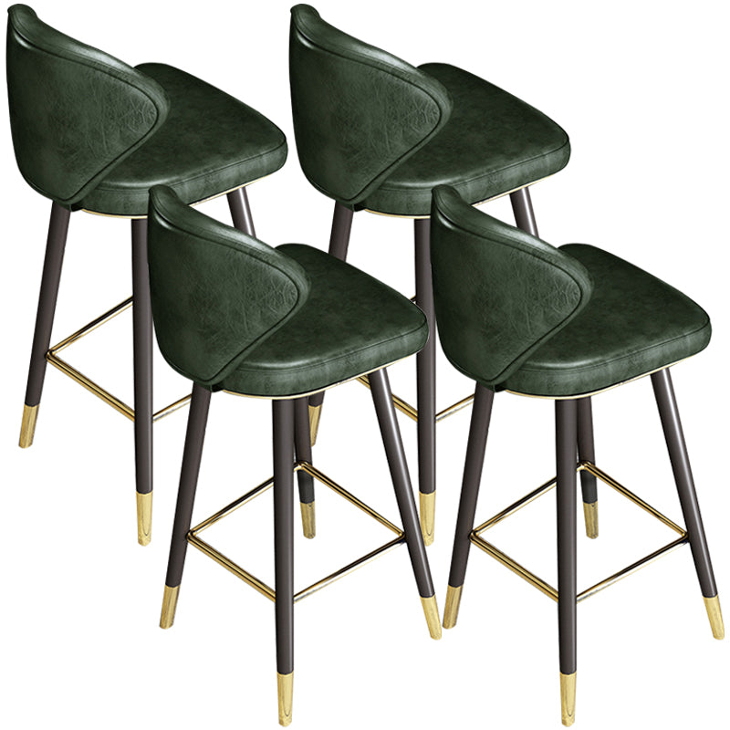 Scandinavian Swivel Leather Counter Stools Black Low Back Bar Stools with Footrest