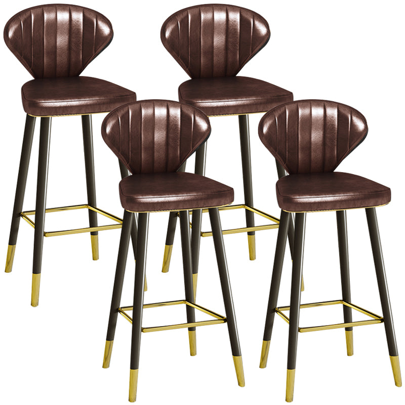 Scandinavian Swivel Leather Counter Stools Black Low Back Bar Stools with Footrest
