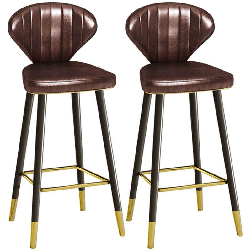 Scandinavian Swivel Leather Counter Stools Black Low Back Bar Stools with Footrest