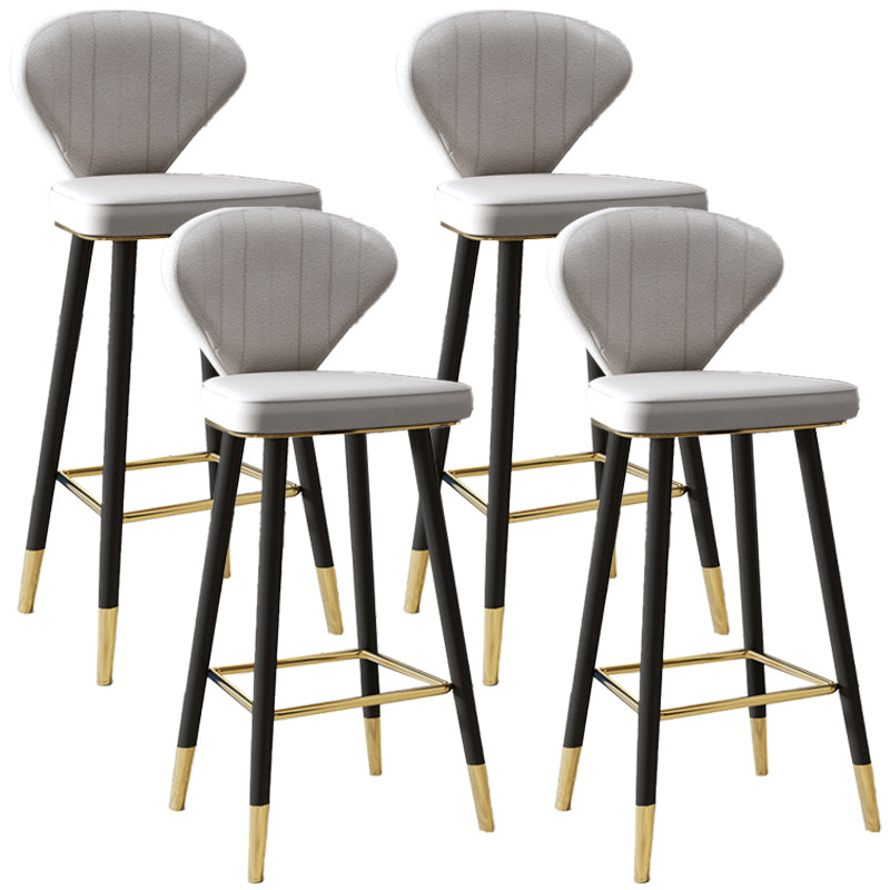 Scandinavian Swivel Leather Counter Stools Black Low Back Bar Stools with Footrest