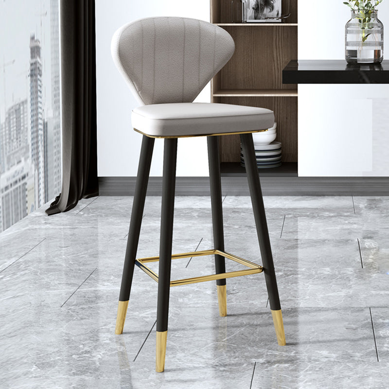 Scandinavian Swivel Leather Counter Stools Black Low Back Bar Stools with Footrest