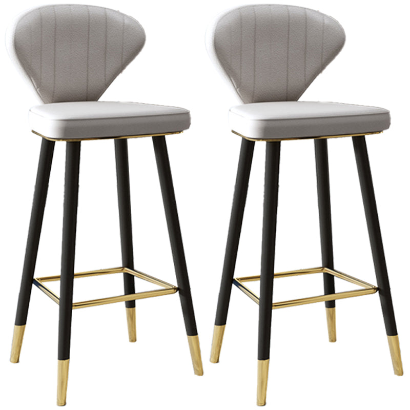Scandinavian Swivel Leather Counter Stools Black Low Back Bar Stools with Footrest