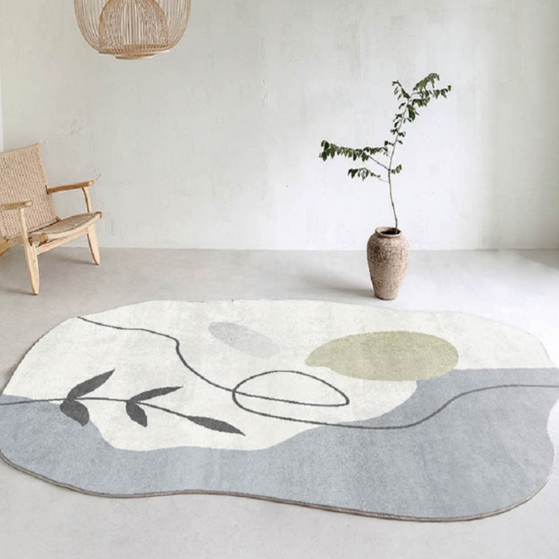 Beige Modern Rug Polyester Color Piece Rug Stain Resistant Rug for Living Room