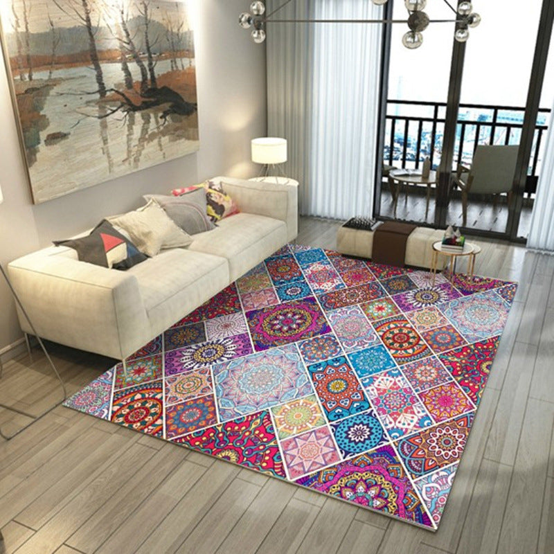 Rose rood Marokkaans tapijt polyester grafisch tapijtvlekbestendig tapijt voor salon