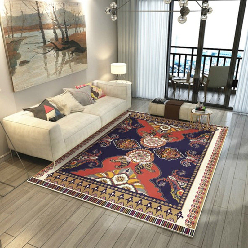 Orange Traditioneller Teppich Polyester Blumen Teppich Waschbar Teppich für Wohnzimmer