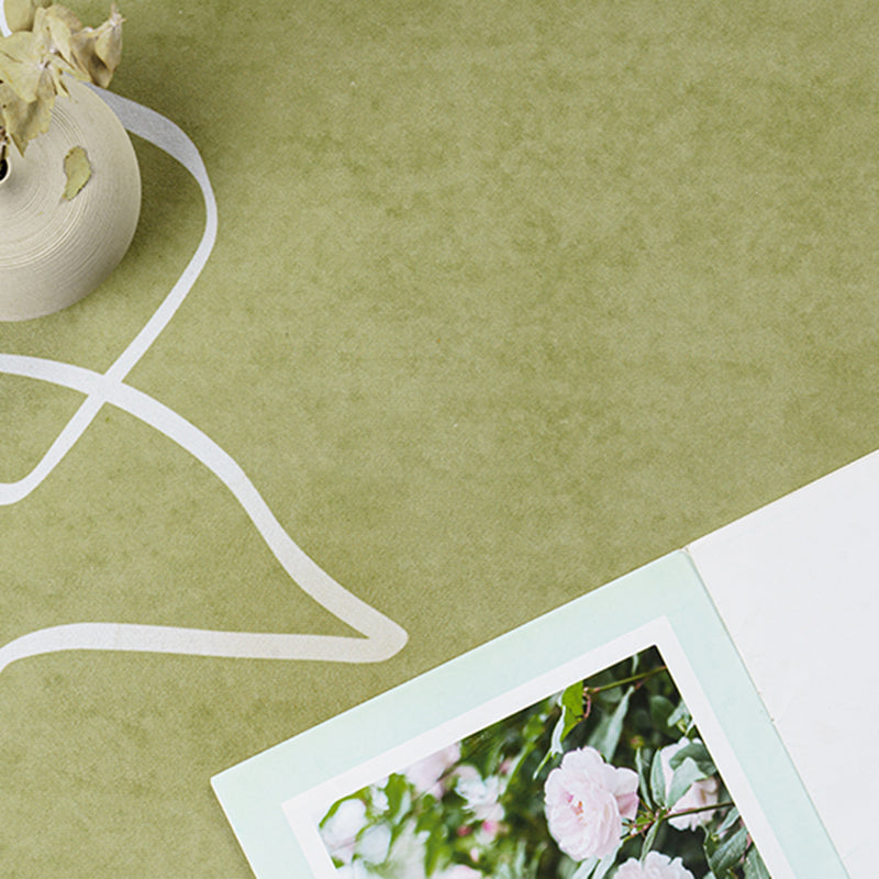 Rapis moderne vert Polyester Rattract Print Rapis lavable pour le salon